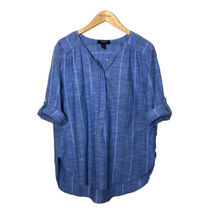 Nine West Blue Striped Tunic Top